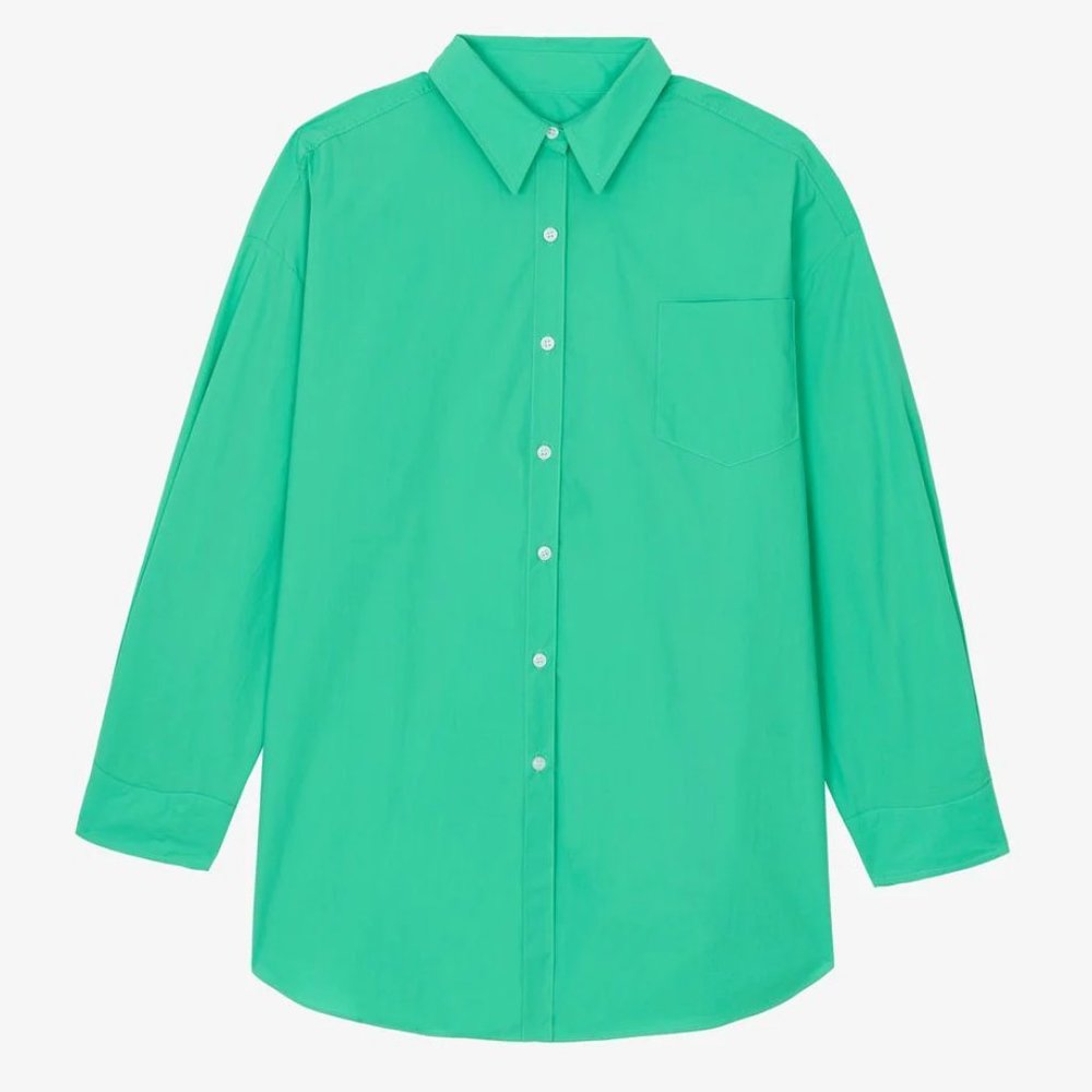 MELODY OVERSIZED COTTON SHIRT - ISLAND GREEN